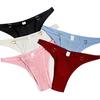 Low Waist Seamless Elastic Women Thong Heart Metal Buckle Ultra-thin Sexy
