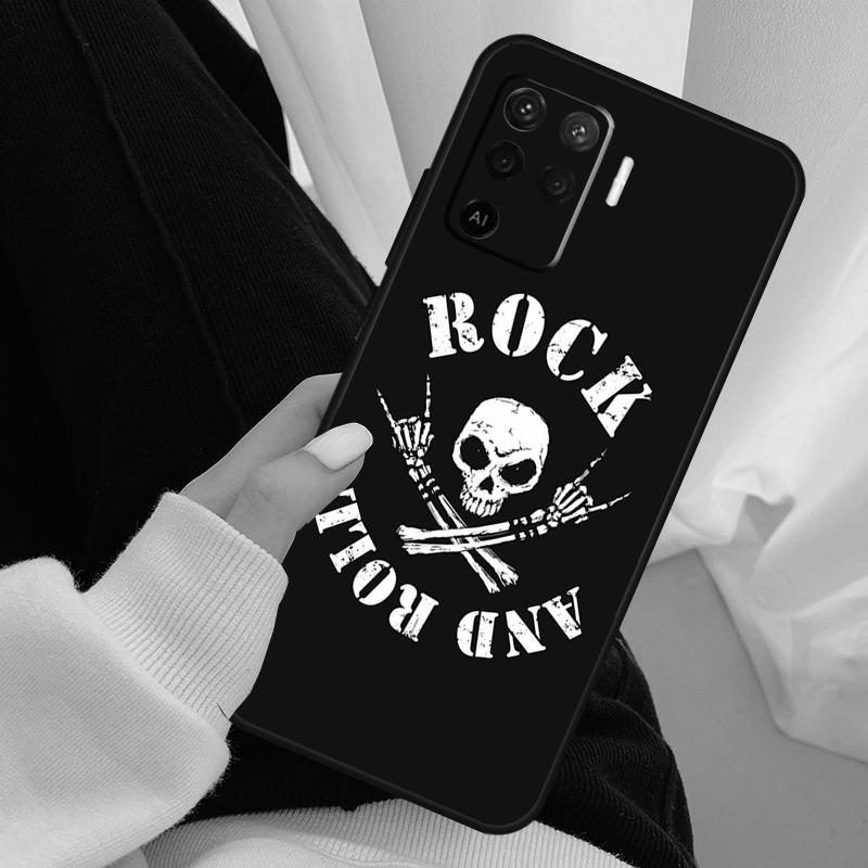 Череп Рок-н-Ролл Чехол для OPPO Find X3 X5 Pro A5 A9 A31 A53 A15 A16 A52 A72 A83 A91 A93 A94 A54 A74 A53S