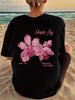 Graphic Flower 100% Cotton Women's T-Shirt Soft Crew Neck Short Sleeve Top Casual Shirt Floral Design  Y2k Clothes