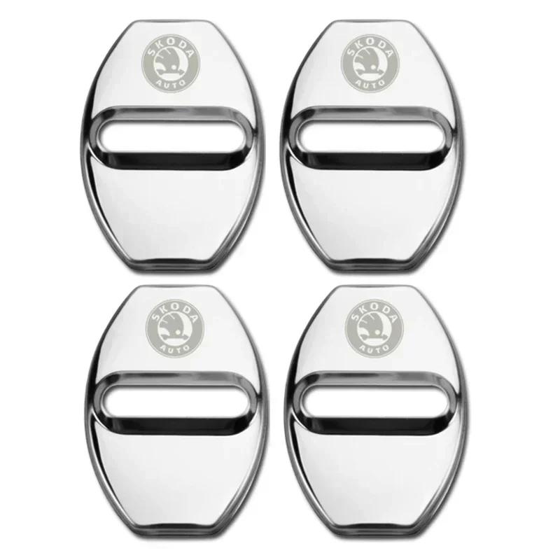 YSAG7 Car Door Lock Cover for SKODA Emblem Octavia Superb Kodiaq Fabia Rapid Spaceback Karoq Yeti Kamiq Metal Sticker Badge Decoration