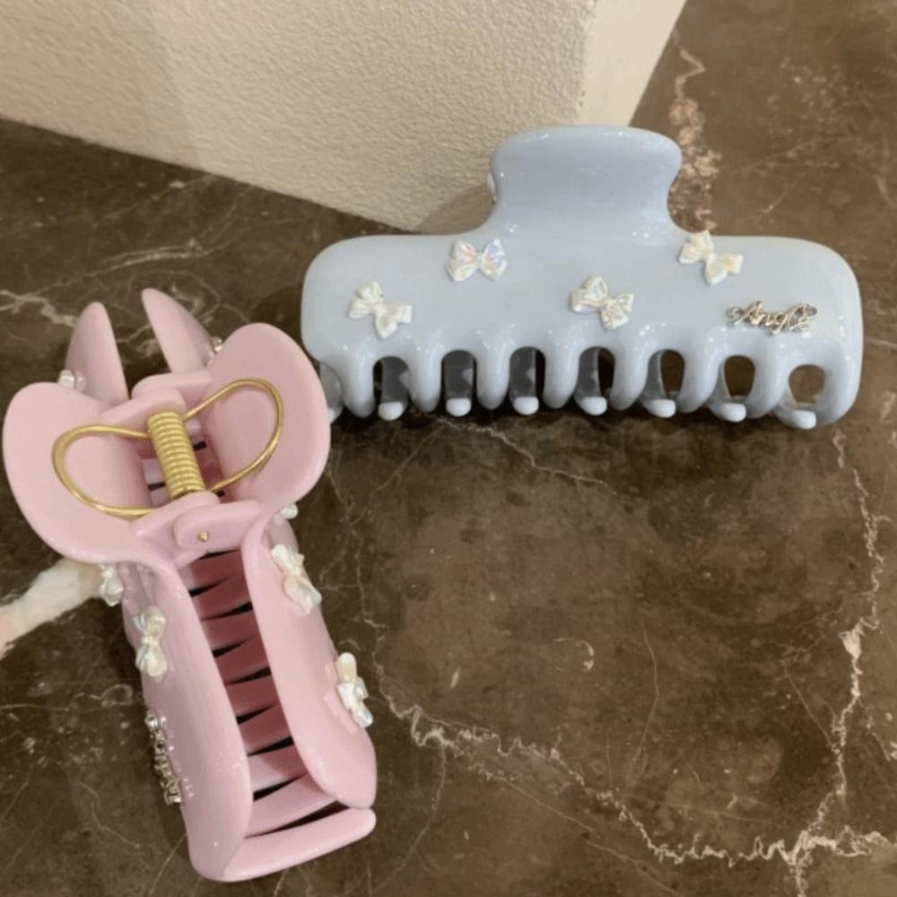 Plastic Bow Hair Claw PC Large Shark Clip Personalized Bowknot Hair Clip Streetwear