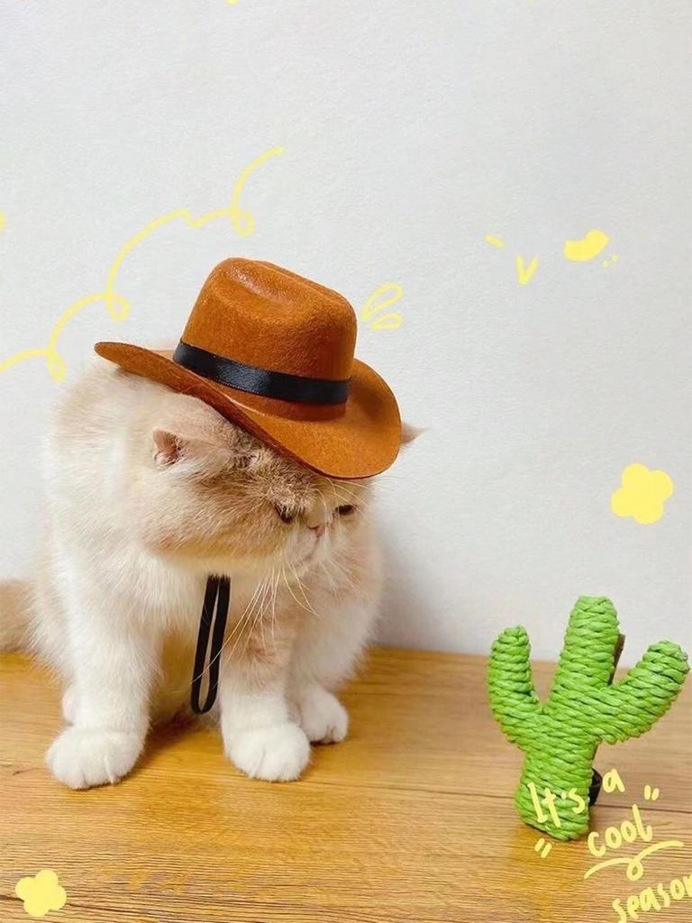 1pc M/L Cat Gentleman Hat, Cowboy Pet Hat For Dog And Cat Cosplay Cap - Perfect For Holiday Costume Parties And Photo Shoots