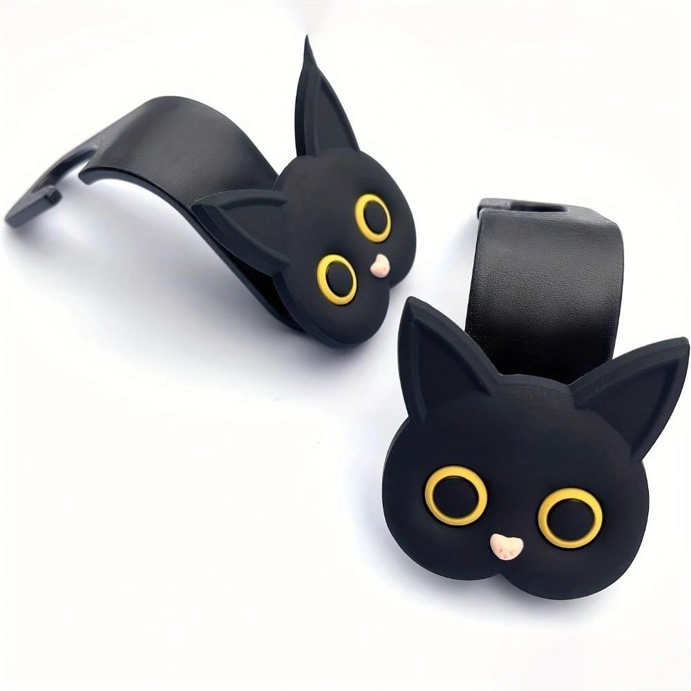 2Pcs Cartoon Cat Car Clips Durable Front Seat Headrest Organizer Auto Fastener Hangers Universal