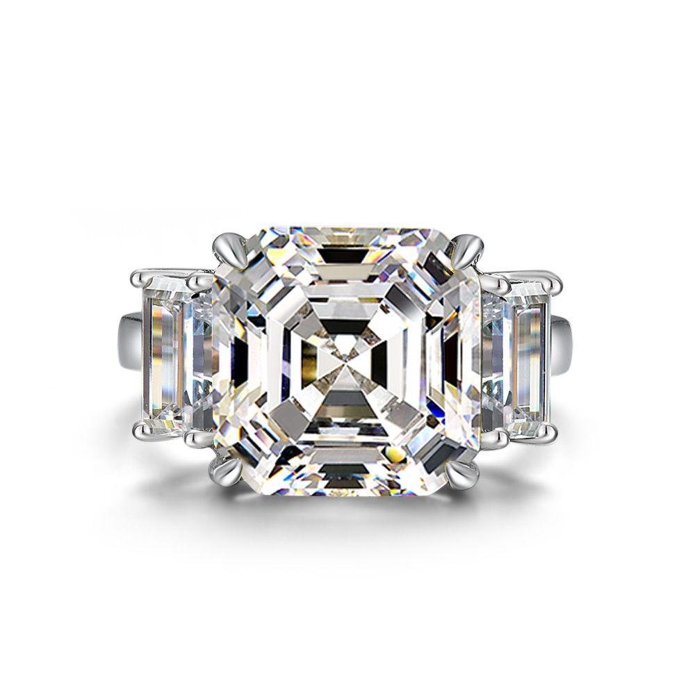 Tancise 12*12 Artificial ZirconS925 Sterling Silver Women's Jewelry Ring Luxury Temperament High Sense Wedding Ring