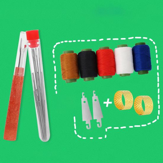 Набор стальных игл с большим ушком Набор для ручного шитья Иглы с защитным футляром Нитки Наперстки Нитковдеватели