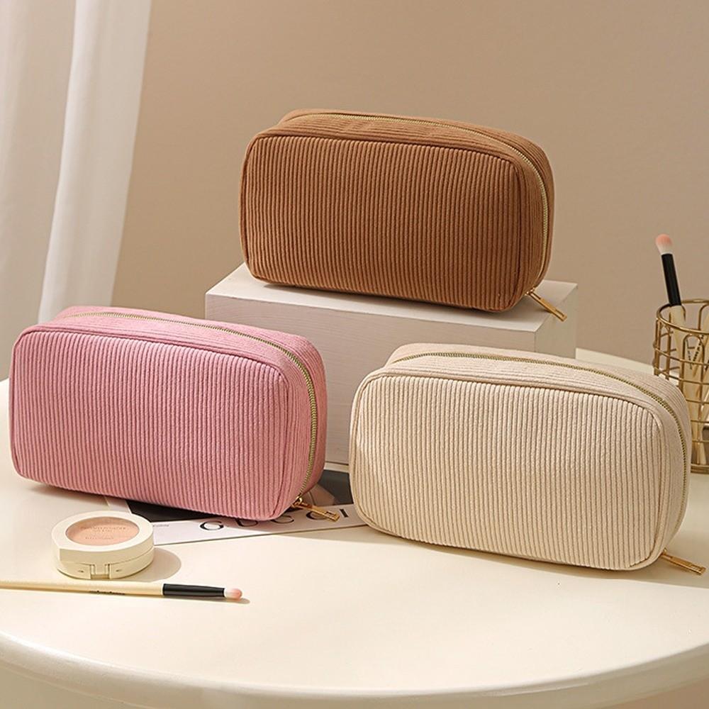 Fashion Portable Storage Bag Multifunctional Corduroy Handbag Simple Large Capacity Cosmetics Bag Women
