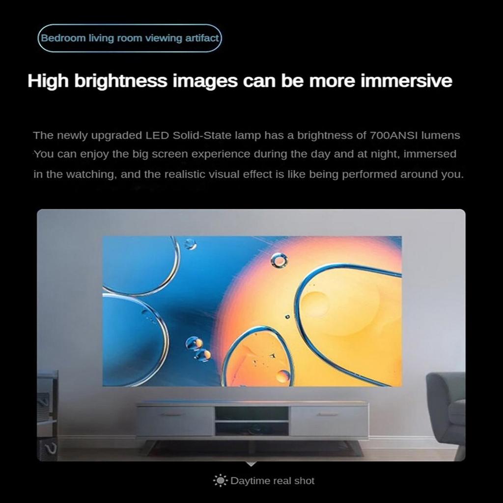 Восстановленный проектор Lenovo Xiaoxin 100, 1080P 700 ANSI люмен 2 ГБ+16 ГБ WiFi 6 Bluetooth 5.0 Автофокус Коррекция трапецеидальных искажений - Черный