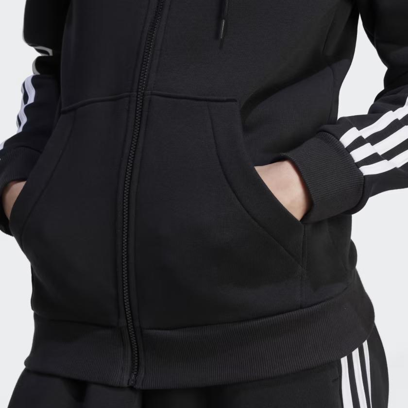 adidas Женская полосатая куртка с длинным рукавом на молнии с капюшоном Черная HZ5743