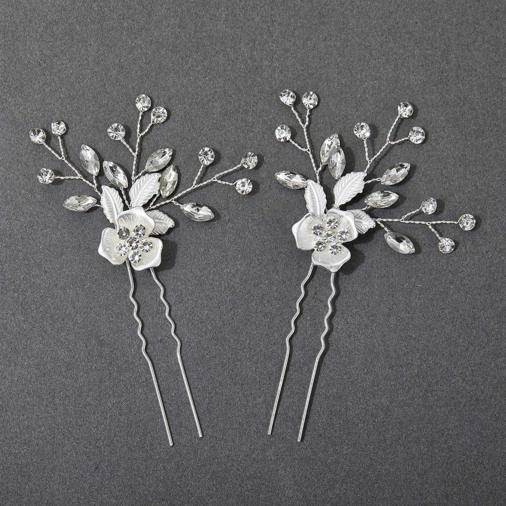 Rhinestone Crystal Flower Hairpins Hair Jewelry Vine Hair Pin Graduation Ceremonies