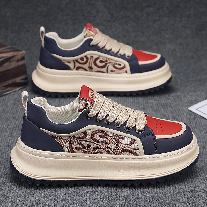 Мужские кроссовки дизайнерские кеды модные повседневные из микрофибры кожаная ткань дышащие с увеличением высоты подошвы для улицы на плоской платформе