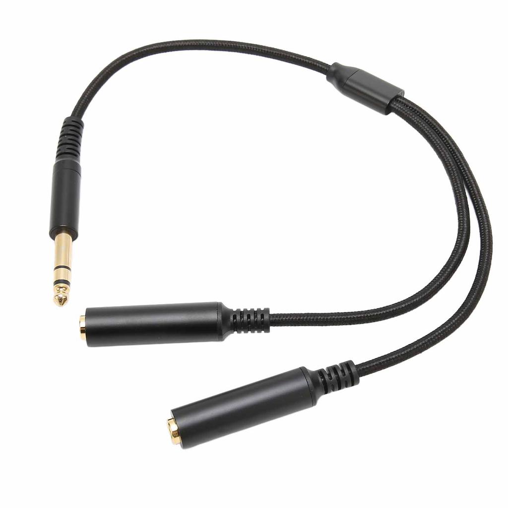 6.35mm Stereo Male Plug To Dual Female Plug Cable 1 4 Inch 6.35mm Splitter Y Cable with Gold Plated Plug Socket 11.8in