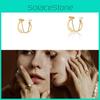 Elegant Adjustable Open Pearl Hollow Geometric Ring For Women In Korean Style