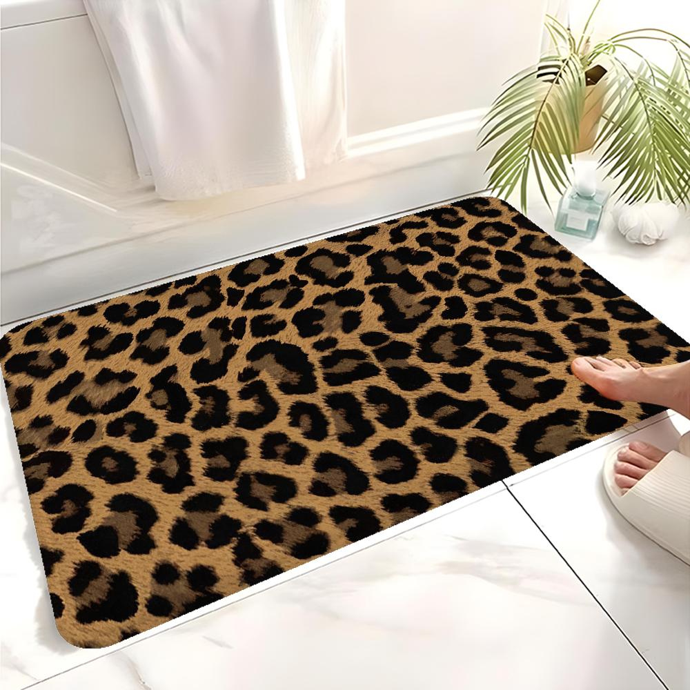 Leopard Print Bathroom Mat Kids Room Bedroom Decoration Balcony Anti-Slip Doormat Living Room Bedside Area Rugs