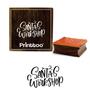 Printtoo Scrap-booking Card Santa's Workshop Text Design Square Wooden Rubber Stamp-2 X 2