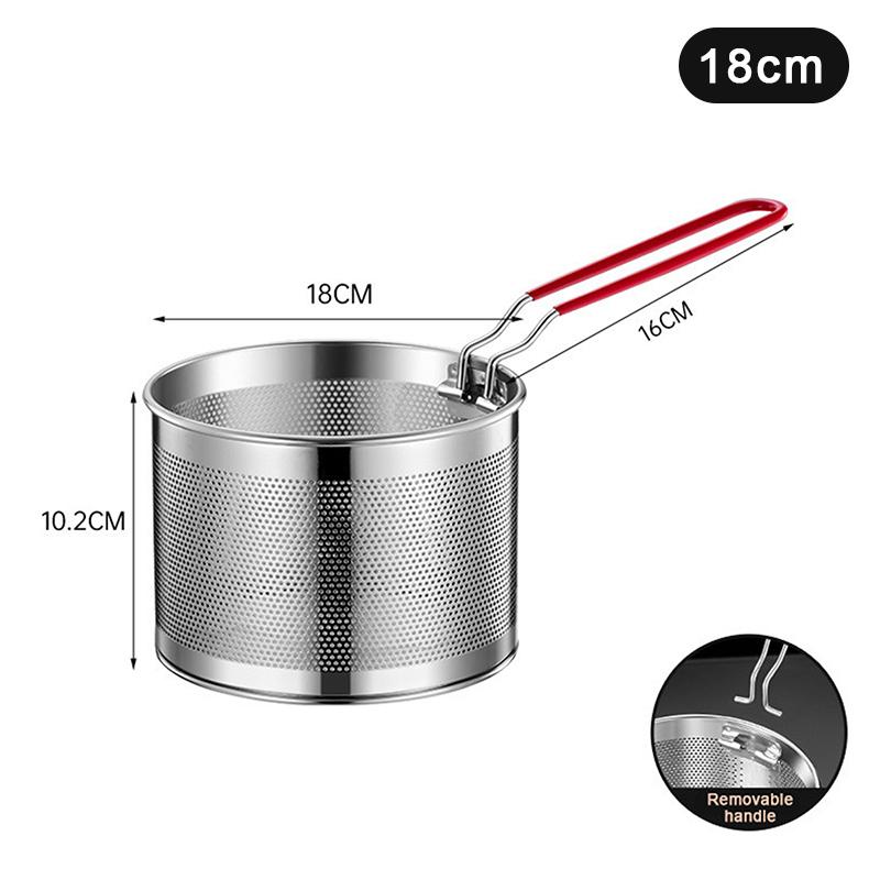 Сетка для жарки из нержавеющей стали Кухонная корзина для жарки Корзина для приготовления пищи Сковорода для жарки Масляный поддон Дуршлаг Ложка для лапши Дуршлаг Картофель фри