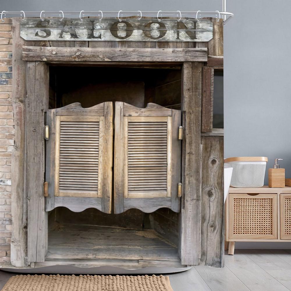 Ретро Деревенские Деревянные Двери Шторки для Душа Винтажный Фермерский Дом Амбар Старая Дверь Домашний Декор Водонепроницаемый Полиэстер Набор Занавесок для Ванной