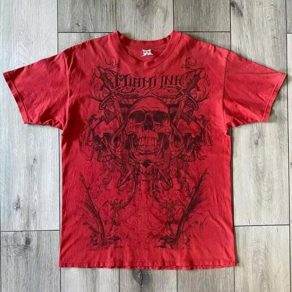 summer Affliction Vintage Tee Oversized Y2K Gothic Streetwear Men's and Women's Retro Rock Men's T-shirt Top
