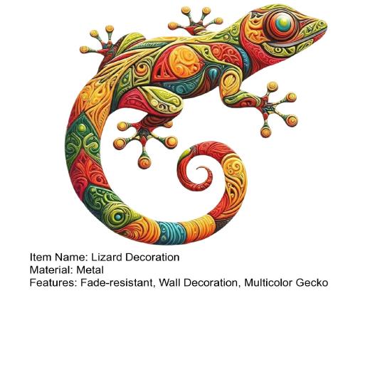 Wall Art Gecko Decoration Metal Lizard Wall Decoration Colorful Wall Mounted Gecko for Garden Fence Home Farmhouse Decor