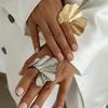 Ginkgo Leaf Ring for Women Men Metal Pleated Personality Leaf Fan-Shaped Finger Ring Punk Party Jewelry
