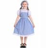 Girls' Blue Checkered Costume - Stage Play Dress With Scarf