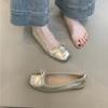 Lan Cabinet Edition~ French Xiaoxiangfeng Bow Light Mouth Ballet Single Shoes Women's Versatile Square Head Gentle Flat Granny Shoes
