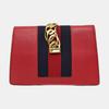 [Pre-Owned] Sylvie Gold Buckle Striped Web Chain Leather Mini Shoulder Bag - Very Good #XYI5XE