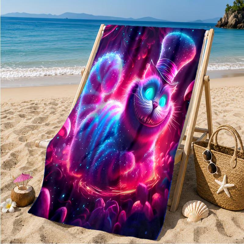 Che-shire Cat Smile Beach Towel Microfiber Beach Towel, Lightweight and Quick-Dry, for Summer Travel, Swimming Pool Fan Birthday Gift