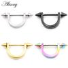 Alisouy 2PCS Stainless Steel Sexy Women Girl Spike Cone Rivet Semicircle Nipple Rings Shield Ear Earrings Piercing Body Jewelry