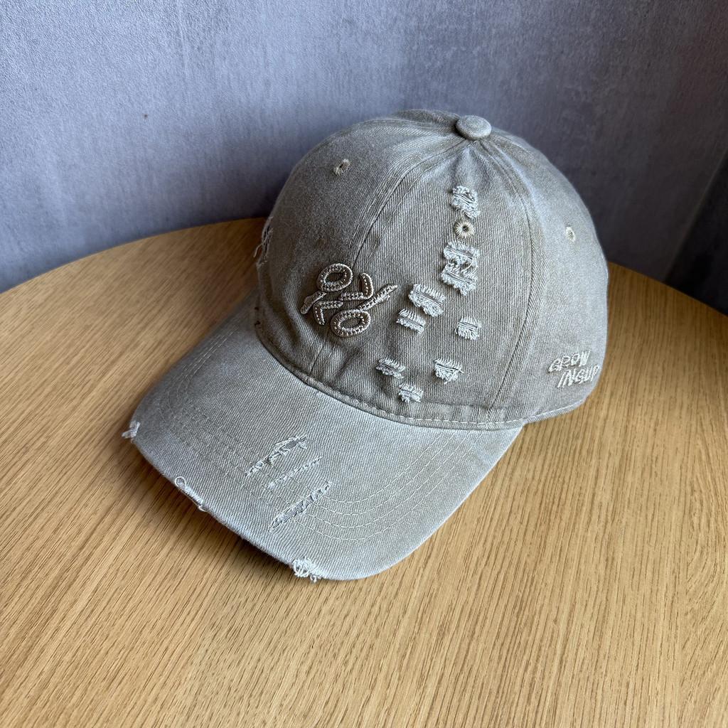 Retro Distressed Waterwash Cotton Letter Baseball Hat For Urban Style Men And Women