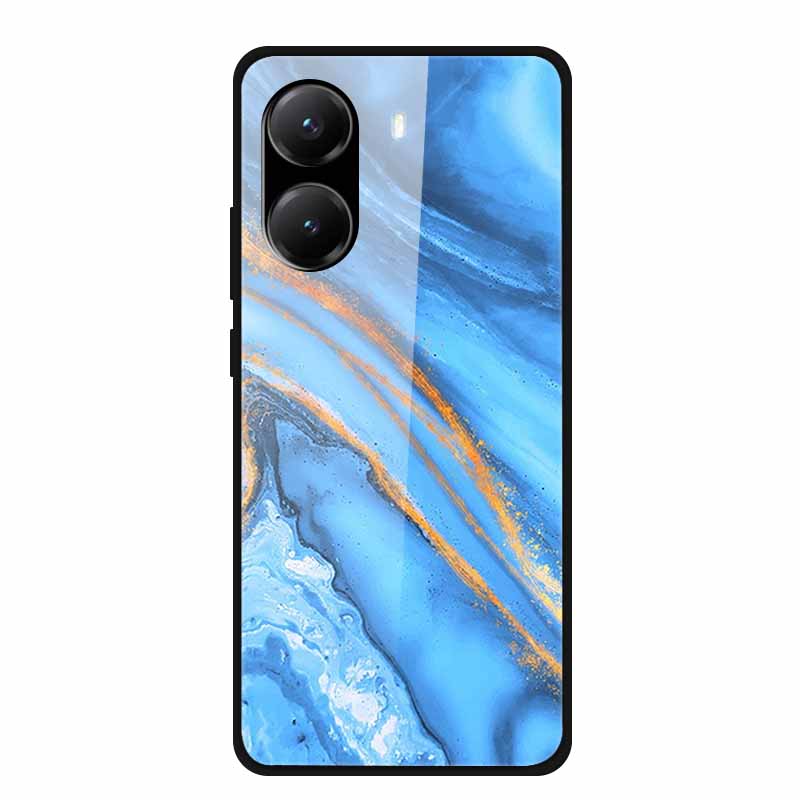 Закаленное Стекло Чехол для Poco X7 Pro Задняя Крышка ПК Жесткие Ударопрочные Чехлы для Xiaomi PocoX7 Pro Funda Мраморная Текстура Модный Coque