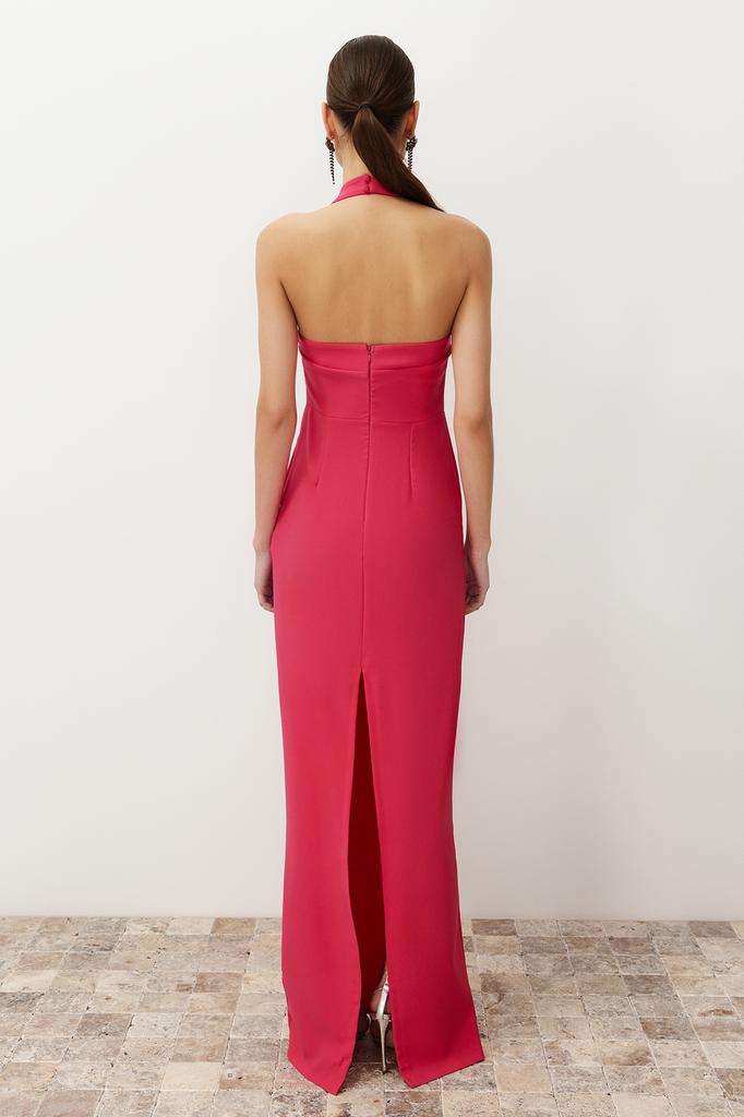 Women's Fashion New Evening Dress & Graduation Dress Black Fitted Woven Lace Collar Long Evening Evening Dress