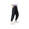 Спортивные штаны Li Ning Sports Trend Series с вышитым логотипом в полоску, женские спортивные штаны с манжетами и завязками, черные AYKS774-1