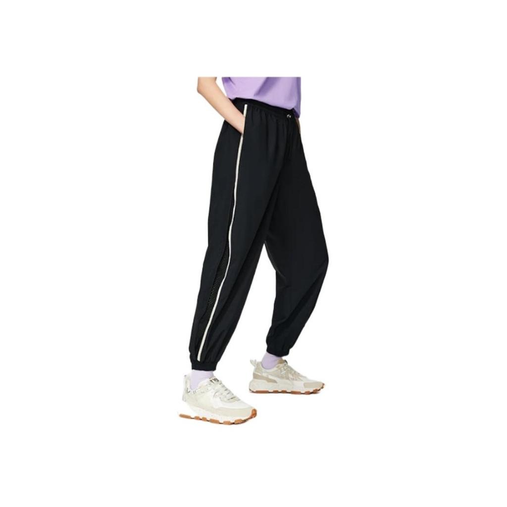 Спортивные штаны Li Ning Sports Trend Series с вышитым логотипом в полоску, женские спортивные штаны с манжетами и завязками, черные AYKS774-1