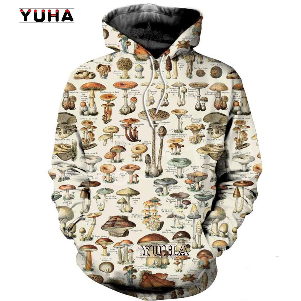 New Spring and Autumn 3D Mushroom Pattern Camouflage Hoodie Fun Men's and Women's Essential Sweatshirt Harajuku Men's Sweater
