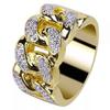Luxury Hollowed Buckle Rhinestone Wide Ring Men Jewelry Party Banquet Decor