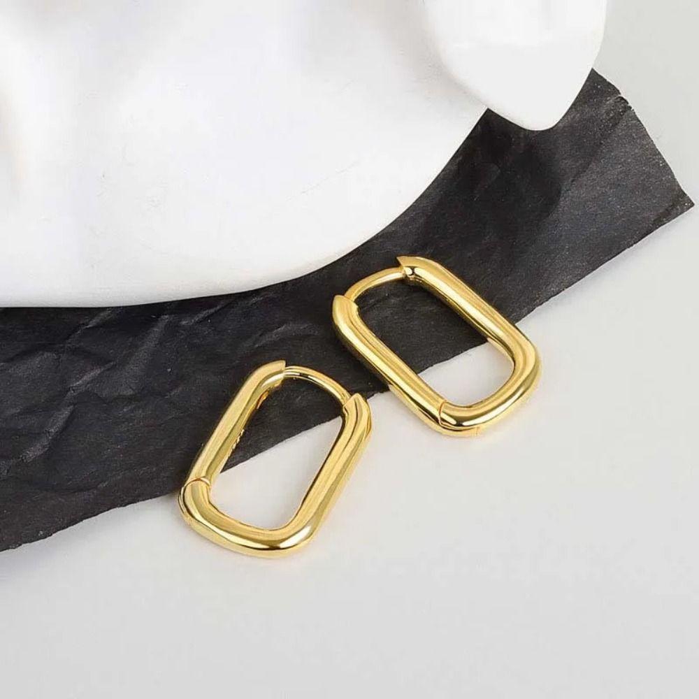 Золотые/серебряные геометрические линейные эллиптические серьги U-образной формы винтажные квадратные серьги-заявки для женщин