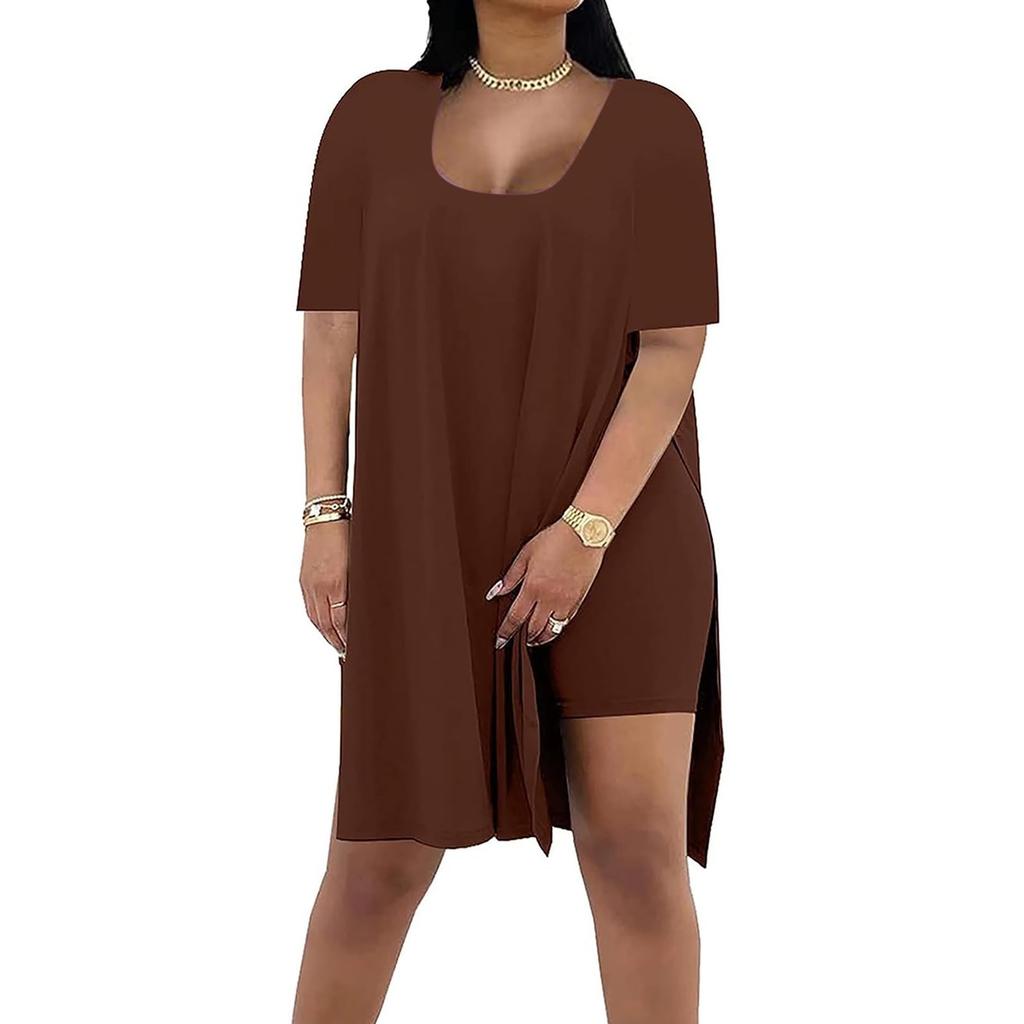 Fashion Ladies Summer Solid Color Loose Short-sleeved Pants Two-piece Suit