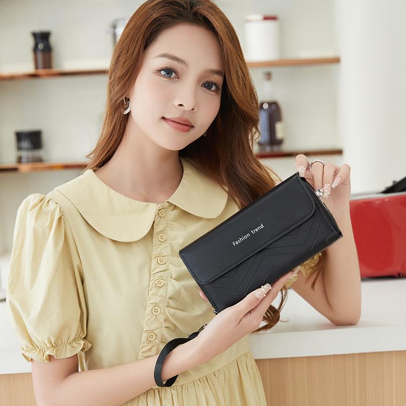 Новый женский кошелек стильный и простой, с множеством отделений для карт, с узором сумки для ношения в руке, кошелек с двойной молнией и клапаном в виде конверта.