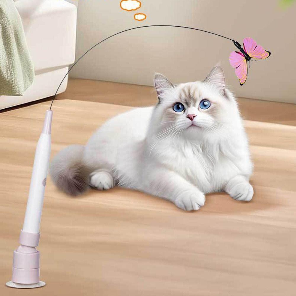 Interactive Toy Cat Teasing Stick Switchable Butterfly Pattern Cat Electric Toy Pet Supplies