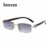 New Lady Small Rimless Square Diamonds Sunglasses Women Brand Fashion Rhinestone Gradient Rectangle Sun Glasses Female Uv400