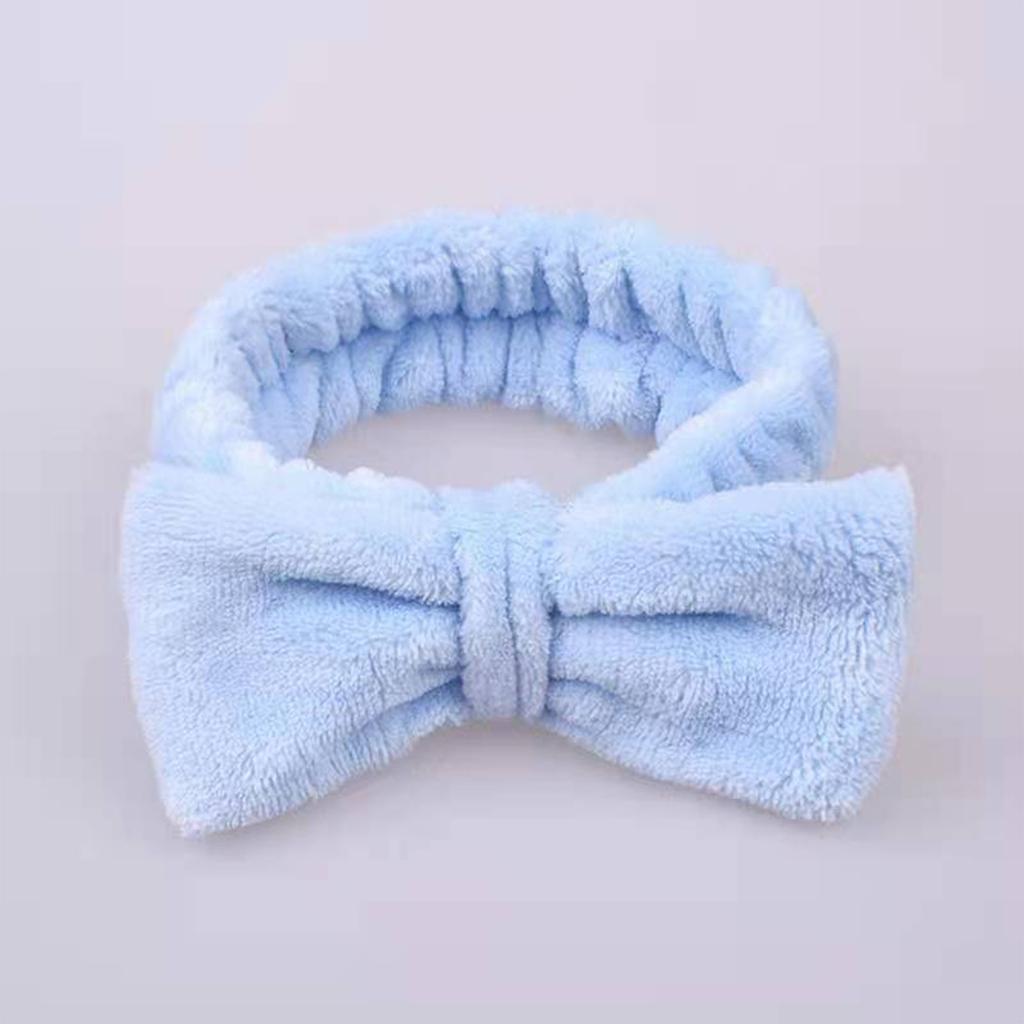 Bowknot Headband Solid Color Ladies Wide Face Wash Headband Plush Headband