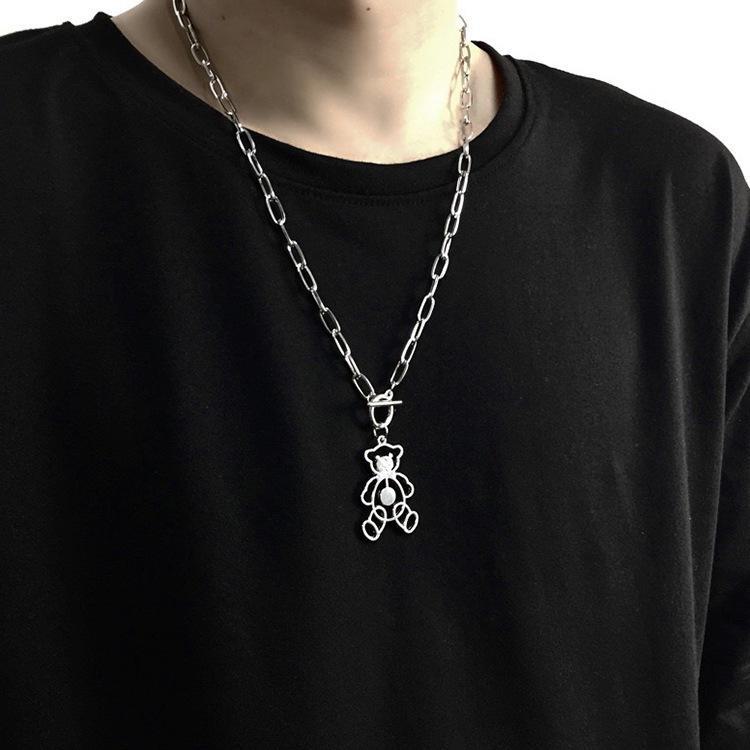 Men's Hip-Hop M Pendant Necklace: Trendy Cuban Chain In Titanium Steel, Stylish and Minimalist Design.