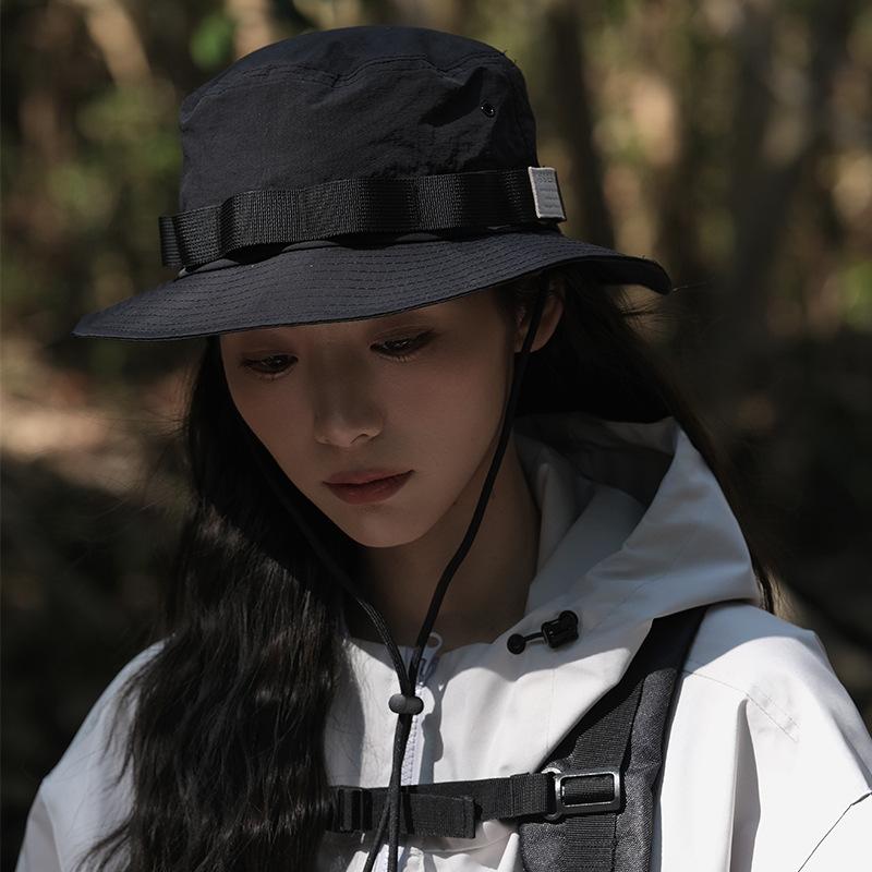 Japanese Outdoor Thin Quick-Drying Spring And Summer Drawstring Climbing Hat Men'S And Women'S Bucket Hat Sunshade Sunscreen Basin Hat