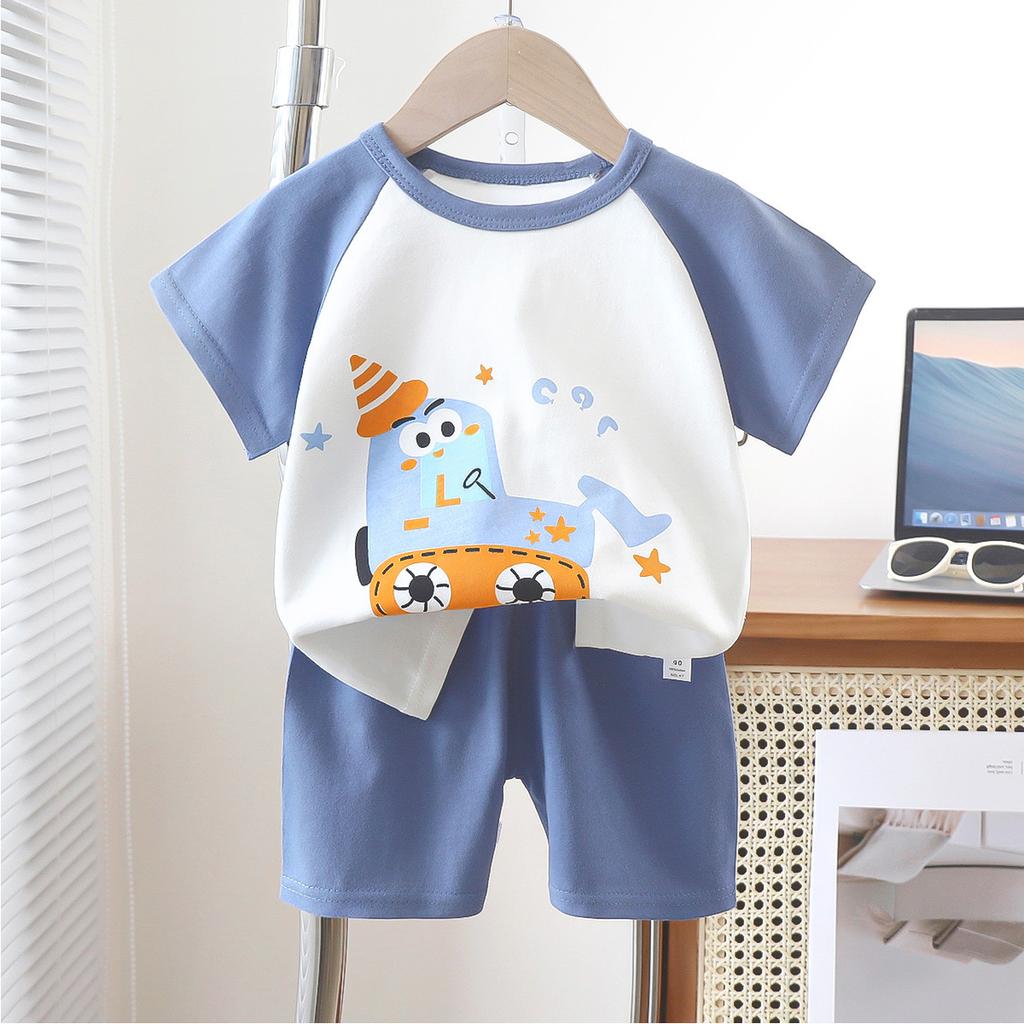 Kids' Summer Sport Suit Set with Cartoon Prints for Toddlers