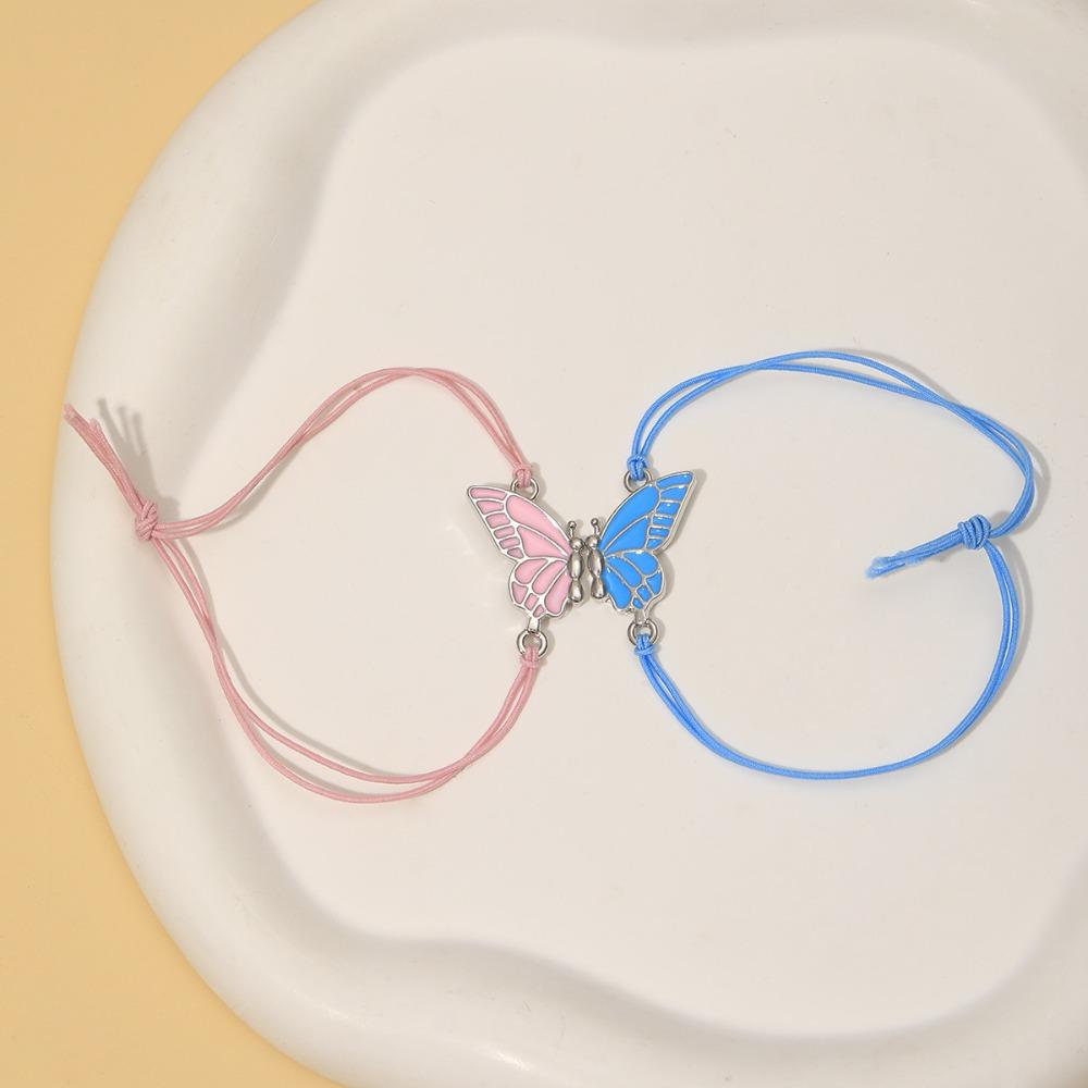 2 шт./набор Классический браслет-бенгл с подвеской-бабочкой Креативный браслет на эластичной веревке Лучшие друзья