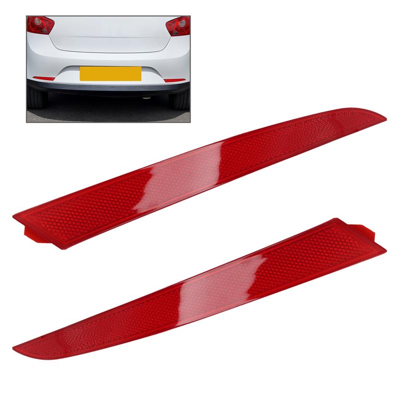 Pair of Red LED Rear Bumper Reflectors Brake Stop Lights for Seat Ibiza 4 IV 6J 5-Door 2008-2012 fits OEM 6J4945105 & 6J4945106