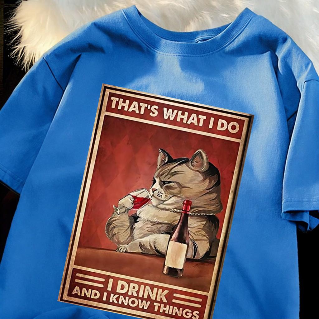 Cat That Is What I Do Design T-Shirts Unisex Cotton Casual Tee Breathable Summer Sportswear Unisex Loose O-Neck Short Sleeve