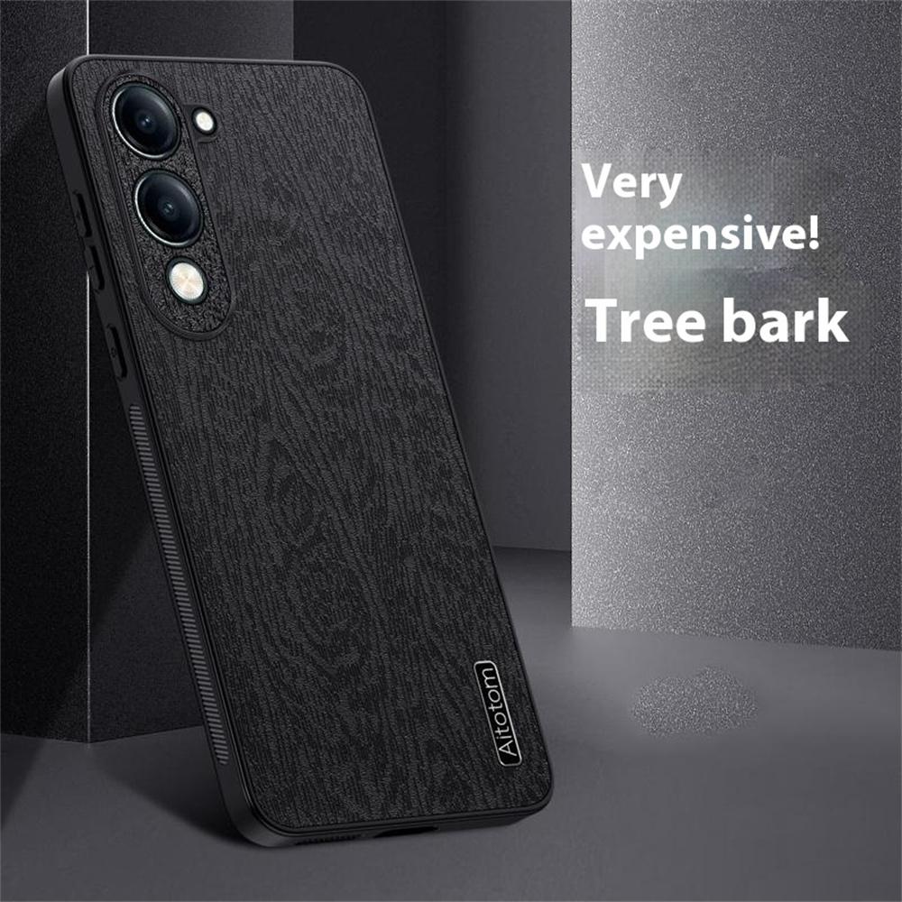 Для vivo Y04 4G Чехол Текстура дерева Покрытый ПУ кожей ПК ТПУ Чехол для телефона