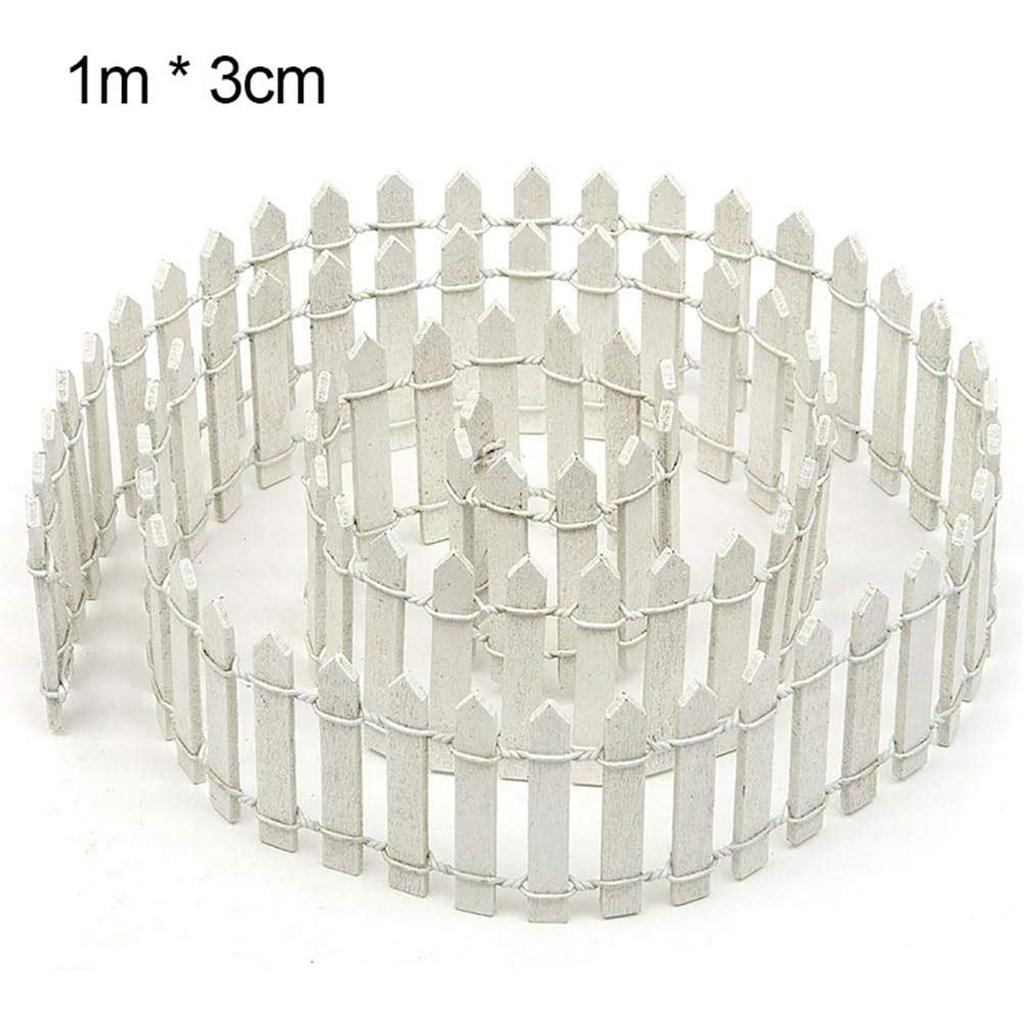 Миниатюрный забор, украшение для сада, миниатюрный садовый комплект 1 м, деревянные террариумные куклы, украшение своими руками (100 х 3 см, белый)