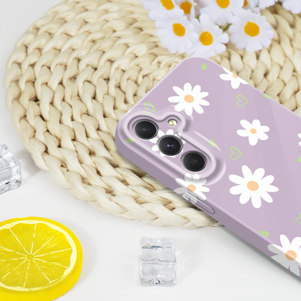 Tender Daisy Phone Case For Samsung Galaxy A54 A34 A24 A14 A04 A73 A53 A33 A23 A13 A72 A52 A32 4G 5G Film Hard Cover